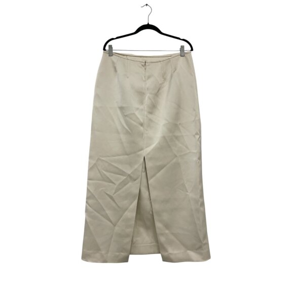 Zara Womens Satin Midi Skirt XL Ivory Zw Collection Back slit 2396/925 NWT - Picture 4 of 16